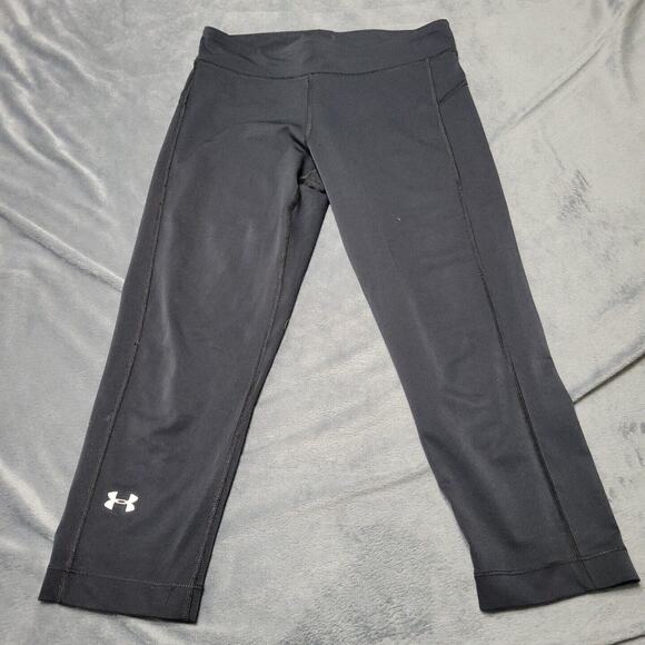 Under Armour Legging Women Small Black Running Leisurewear Pull On Compress Pant - Picture 1 of 11